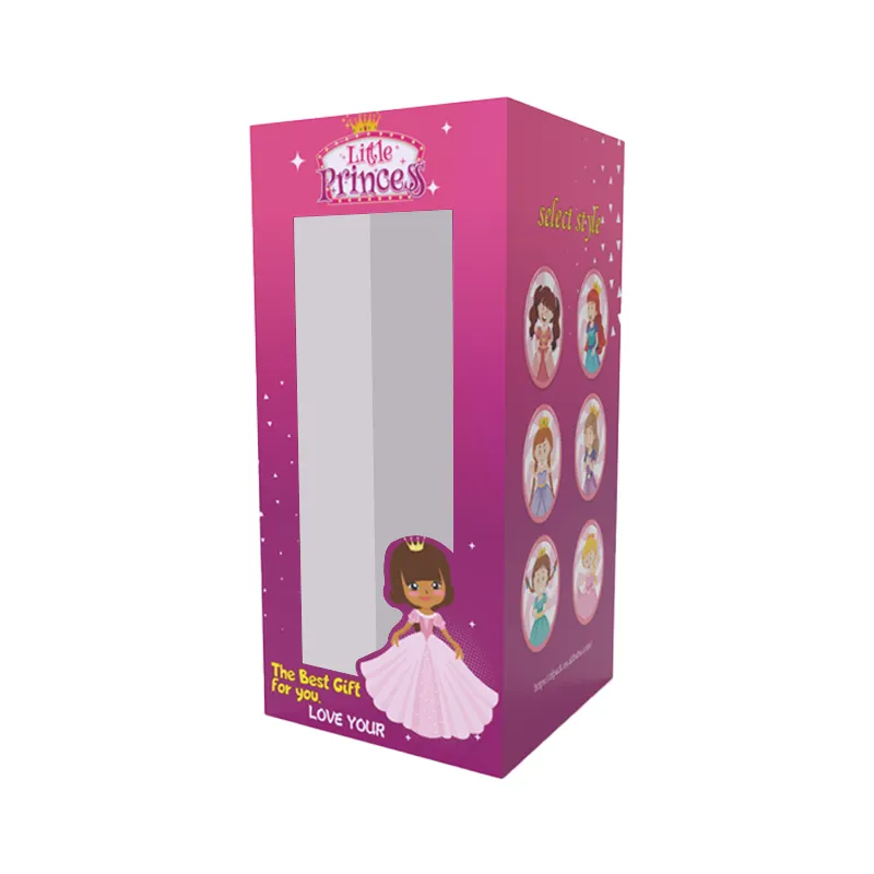 Scatola d'imballaggio d'imballaggio del regalo del giocattolo della bambola del cartone della carta di natale di logo di stampa all'ingrosso su ordinazione ecologica con la chiara finestra del PVC