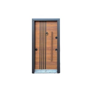 Porte de sécurité en métal à grain de bois, style moderne, anti-effraction, porte d'entrée commerciale sur mesure - Product Image 4