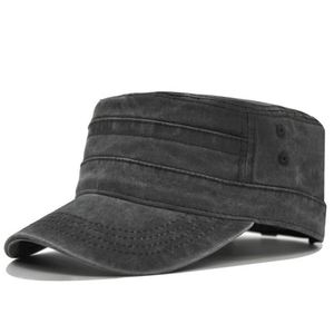 Unisex Cadet Hat Adjustable Baseball Vintage Washed Denim Cotton Flat <b>Top</b> Cap Outdoor - Product Image 3