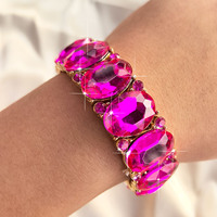 Bracelet tendance hexagonal en verre et alliage, ajustable et élastique, style mariée, best-seller transfrontalier Europe-États-Unis