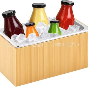 Wooden ice <b>box</b>, detachable tray, ice rack, tabletop ice container, picnic ice bucket, outdoor <b>camping</b> beverage cooling bucket - Product Image 5