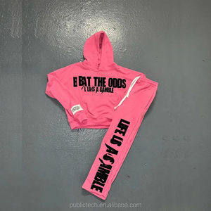 Vêtements vintage personnalisés Streetwear à manches longues 2 pièces ensembles de survêtements brodés avec écussons vieillis ensemble de pantalons de survêtement et sweat à capuche - Product Image 2