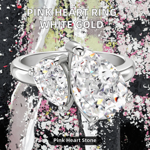 Anillo de Dos Piedras de Zirconia con Corte de Pera en Forma de Corazón para Mujer, Chapado en Oro Blanco, Plata de Ley 925, Engaste de Garras, Joyería Fina para Boda, Regalos - Product Image 2