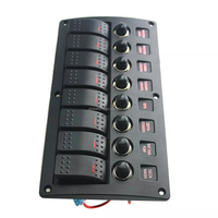 Interrupteur à bascule 8 gang Globaltone, panneau étanche, disjoncteur, indicateur LED rouge, 12V-24V DC 20A pour voiture, bateau, camping-car