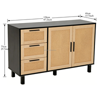 Buffet moderne en bois de chêne, 3 tiroirs, 2 portes, gain de place, meuble de salon, hôtel, villa, salle à manger, grande capacité de rangement