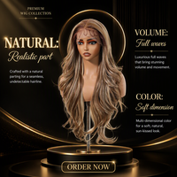 Perruque synthétique 13x6 Lace Front longue bouclée dégradée brun clair ondulée pour femme, avec ligne de cheveux naturelle, pour usage quotidien