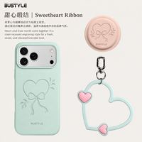 Ensemble cadeau promotionnel, coque de téléphone en silicone liquide, support magnétique et cordon en forme de cœur, logo personnalisé, cadeau d'entreprise, vert menthe