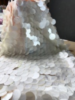 Tissu en dentelle à sequins brillants à motif floral blanc, écologique et de luxe, idéal pour robes de mariée/de soirée – Nouvelle collection très tendance