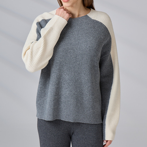 OEM Logo Women's Cashmere Blend Wool Knitted Sweater Crew Neck Long Sleeve <b>Pullover</b> - Product Image 4