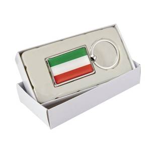 Porte-clés drapeau italien avec breloque ballon de football, design rectangulaire en métal - Product Image 3