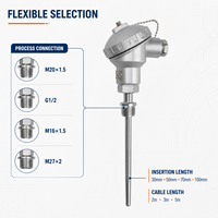HK-PT120 Armored Pt100 Temperature Sensor IP65 Stainless Steel RTD Probe -50 to 250C for Chemical Machinery