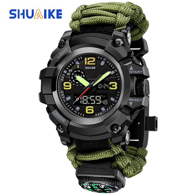 Wholesale New Men's Multifunctional Watch Dual Display Analog Digital Watch Outdoor Survival Tactical Sports Watch