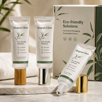 Tube en verre pour crème cosmétique, fabrication sur mesure, vente en gros, avec bouchon doré, pour emballage de lotion de soin de la peau, coffret cadeau, étiquette privée