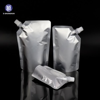 Pochette Doypack à bec verseur personnalisée avec logo imprimé en gravure, 1000 ml, étanche à l'humidité, refermable, anti-lumière, en aluminium brillant argenté