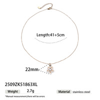 Collier pendentif fleur en acier inoxydable plaqué or 18 carats pour femme, avec perle de coquillage et cristal CZ, délicat, ajustable, bijou fantaisie en Y
