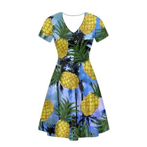 Robe décontractée à manches courtes pour femmes, imprimé tribal polynésien, ananas et fleurs, vêtements <span class=keywords><strong>sexy</strong></span> des îles d'Asie et du Pacifique - Product Image 3