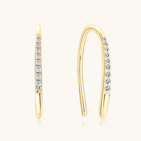 Boucles d'oreilles demi-cerceau en argent 925 avec moissanite 1mm et 0.8mm, étanches, luxueuses, style Ice Out, pour femme
