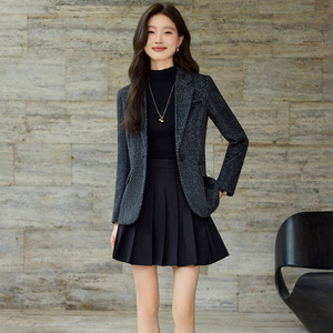 Women's Wool Blazer Single Button Brown Black Solid Color Anti-Wrinkle Professional Formal Wear Autumn Winter 2025 - Product Image 4