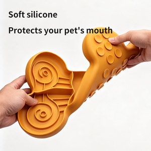 Silicone Pet Lick Mat Bone Design Partitioned <b>Slow</b> Feeding Mat, Dry Wet Separation Suction Base Non Slip for Dogs Cats - Product Image 2