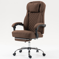 Fauteuil de bureau de direction de luxe rotatif en lin rembourré avec accoudoirs pour salle de réunion
