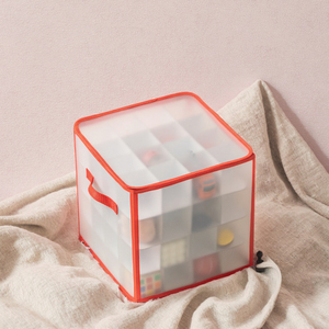Boîte de rangement pliable rectangulaire moderne pour décorations de Noël, avec séparateurs pour organiser 64 ornements festifs pour les fêtes - Product Image 1