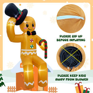 OurWarm Aufblasbarer Sitzender Lebkuchenmann Weihnachtsdekoration für Garten und Outdoor-Partys - Product Image 3