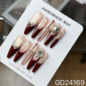 Faux <span class=keywords><strong>ongles</strong></span> à presser faits main, extra longs, forme amande, avec dégradé nude, paillettes dorées et strass cygne, <span class=keywords><strong>pour</strong></span> <span class=keywords><strong>mariage</strong></span> - Product Image 6