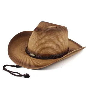 Custom Men Unisex UV Cowboy Wide Brim Strawl Sunhat Farmer Sombreros de paja