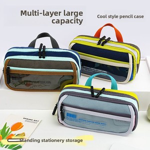 Trousse à crayons portable en toile pour étudiants <span class=keywords><strong>Xiao</strong></span> <span class=keywords><strong>Mei</strong></span>, couleurs contrastées, style 2025, grande capacité, simple, pour garçons - Product Image 2
