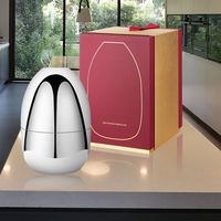 En Stock, Ménagère 24 Pièces Argent Or en Acier Inoxydable Poli Miroir avec Coffret Cadeau en Métal en Forme d'Œuf