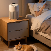 Purificateur d'air électrique domestique HEPA, filtre HEPA véritable, purificateur d'air portable contrôlé par application pour chambre à coucher, bureau, poussière, fumée, allergènes