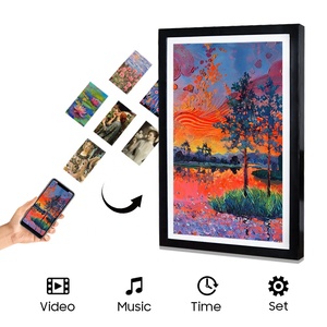 Intelligent 32 Inch Wood LCD Digital Photo Frame with Video Playback Anti-Glare Matte Finish <b>WiFi</b> Clock for Private Gallery - Product Image 5