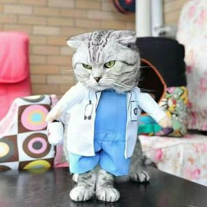 Pet Cosplay Funny <strong>Clothing</strong> <strong>Police</strong> Nurse Doctor Denim Cat <strong>Clothing</strong> - Product Image 4