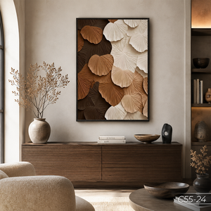 HALO Luxury Abstract <b>Mirror</b> Painting Wall Art 3D Ginkgo Leaf Textured Decor Vietnam Manufacturer OEM ODM - Product Image 3