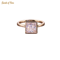 Cincin Moissanite Potongan Princess 1 2 3 Karat untuk Wanita, Perak Sterling 925, Set Batu, Desain Fashion Custom, Grosir Pabrik