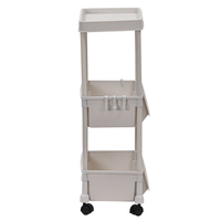 Chariot de rangement rectangulaire multi-couleurs à 4 roues, petit chariot utilitaire en plastique pour la maison