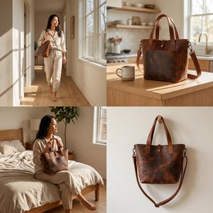 Personalized Full Grain <b>Leather</b> Tote <b>Bag</b> Monogram <b>Work</b> Shoulder <b>Bag</b> Tan Brown Large Office Handbag for <b>Women</b> Custom Gift - Product Image 3