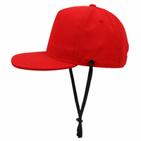 Casquette à 5 panneaux non structurée en nylon à visière plate avec sangle de mentonnière unisexe pour enfants, chapeau de golf et de baseball personnalisé avec logo pour le sport et les activités de plein air