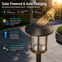 Lampe solaire LED d'extérieur pour allée de jardin, panneau 64x64mm, batterie 1.2V AA 1000mAh, métal bronze
