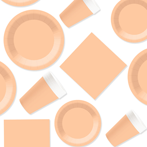 DAMAI Solid Color Party Supplies Light Orange Dinnerware Set Disposable Dinner 7 Inch 9 Inch Plate <b>Paper</b> Cup Cutlery Napkin - Product Image 2