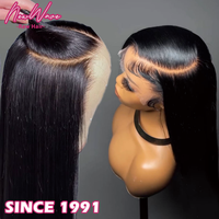 Perruque Lace Front en cheveux humains naturels vierges vietnamiens bruts, raides naturels, avec raie au milieu, Newwave