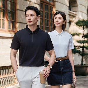 เสื้อโปโลกอล์ฟผู้ชายแบบสปอร์ต คอซิป 1/4  ผ้าโพลีเอสเตอร์ 100% ซับเหงื่อ นุ่มสบาย ปักลายอย่างดี ขายส่งตามสั่ง ขายดี - Product Image 4