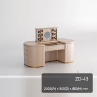 Meuble de dressing îlot en cuir microfibre avec miroir LED rond et 6 remontoirs de montres pour dressing
