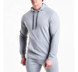 Men's gray hooded track suit full sleeve solid color casual pullover with side pockets autumn wear track suit - Product Image 5