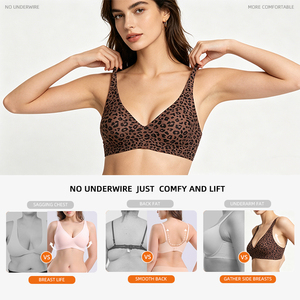 Sujetadores sin costuras para mujer, sujetadores sin aros, sujetador minimizador con contorno de leopardo, sujetador de uso diario, sujetador invisible cómodo y moldeador - Product Image 4