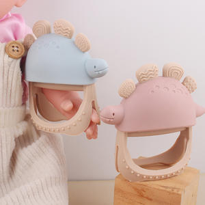 Nouveau bébé Anti-manger Silicone dinosaure <span class=keywords><strong>dent</strong></span> Gel gants pour apaisant anneau de dentition dents tige de meulage mordre la bouche mordant jouet amusant - Product Image 4