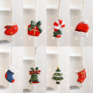 Handmade Resin Christmas Tree Decorations Set Adorable Stocking Present <b>Box</b> Tree Shapes Waterproof Hanging Ornaments for Holiday - Product Image 2