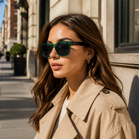 Lunettes de soleil carrées surdimensionnées style coréen 2026 pour femmes et hommes, monture PC avec clous décoratifs, protection UV400, mode urbaine