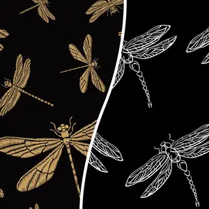 Groothandel plain aanpassen digital printing dragonfly leuke patroon geweven stoffen (2 patronen) voor kleding, tassen, broek