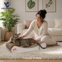 Chaise longue pour chat, griffoir, canapé, lit de détente, mobilier en carton ondulé marron, coussin d'intérieur pour chaton, vente en gros